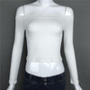 White Off Shoulder Boat Neck Fashion Cotton Crop T-Shirt
