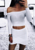 White Off Shoulder Boat Neck Fashion Cotton Crop T-Shirt