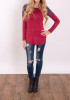 Red Patchwork Irregular Round Neck Long Sleeve T-Shirt Red Patchwork Irregular Round Neck Long Sleeve T-Shirt