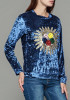 Blue Floral Print Round Neck Long Sleeve T-Shirt Blue Floral Print Round Neck Long Sleeve T-Shirt