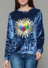 Blue Floral Print Round Neck Long Sleeve T-Shirt Blue Floral Print Round Neck Long Sleeve T-Shirt