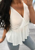 White Draped Peplum Spaghetti Strap Deep V-neck Clubwear Cute Vest