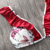 White Floral Cascading Ruffle Tie Back Two Piece Bikini Swimming Suit