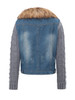 Casual Fur Collar Single Breasted Patchwork Ripped coat