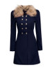 Casual Fur Collar Pockets Double Breasted Plain Coat
