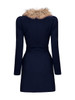 Casual Fur Collar Pockets Double Breasted Plain Coat