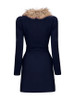 Casual Fur Collar Pockets Double Breasted Plain Coat