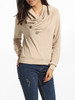 Casual Diagonal Buttons Cowl Neck Cotton Plain Sweatshirt