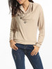 Casual Diagonal Buttons Cowl Neck Cotton Plain Sweatshirt