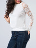 Casual Crew Neck Hollow Out Patchwork Plain Raglan Sleeve Sweatshirt