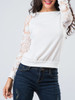 Casual Crew Neck Hollow Out Patchwork Plain Raglan Sleeve Sweatshirt
