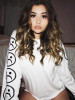 New White Flowers Print Round Neck Long Sleeve Fashion Sweatshirt