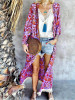 New Purple Floral Print Long Sleeve Sweet Going out Outerwear