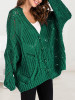 New Green Single Breasted V-neck Dolman Sleeve Oversize Cardigan Sweater