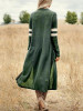 New Green-White Striped Pockets Long Sleeve Casual Knit Cardigan Coat