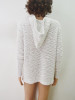 New White Drawstring Hooded Long Sleeve Fashion Pullover Sweater