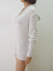 New White Drawstring Hooded Long Sleeve Fashion Pullover Sweater