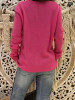 New Rose Carmine Plain Long Sleeve V-neck Going out Pullover Sweater