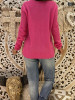 New Rose Carmine Plain Long Sleeve V-neck Going out Pullover Sweater