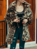 New Brown Leopard Print Turndown Collar Long Sleeve Fashion Outerwear