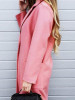 New Pink Buttons Pockets Turndown Collar Long Sleeve Casual Outerwear