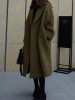 New Green Pockets Side Slit Turndown Collar Long Sleeve Going out Outerwear