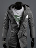 Casual Classical Hooded Drawstring Plain Men Coat With Flap Pocket