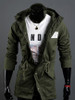 Casual Classical Hooded Drawstring Plain Men Coat With Flap Pocket