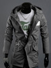 Casual Classical Hooded Drawstring Plain Men Coat With Flap Pocket