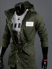 Casual Classical Hooded Drawstring Plain Men Coat With Flap Pocket
