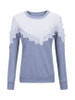 Casual Round Neck Decorative Lace Color Block Sweatshirt