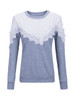 Casual Round Neck Decorative Lace Color Block Sweatshirt