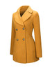 Casual Double Breasted Patch Pocket Lapel Plain Woolen Coat