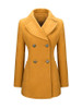 Casual Double Breasted Patch Pocket Lapel Plain Woolen Coat