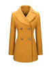Casual Double Breasted Patch Pocket Lapel Plain Woolen Coat