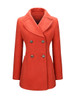 Casual Double Breasted Patch Pocket Lapel Plain Woolen Coat