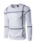 Casual Round Neck Color Block Big Plaid Men Sweatshirt