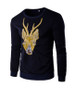 Casual Round Neck Reindeer Embroidery Men Sweatshirt