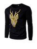 Casual Round Neck Reindeer Embroidery Men Sweatshirt