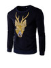Casual Round Neck Reindeer Embroidery Men Sweatshirt