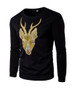 Casual Round Neck Reindeer Embroidery Men Sweatshirt