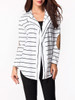 Casual Lapel Patchwork Striped Cardigan