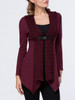 Casual Asymmetric Hem Patchwork Single Button Plain Cardigan