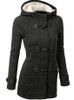 Spring Autumn Women's Overcoat Female Long Hooded Coat Zipper Horn Button Outwear