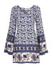 Casual V-Neck Printed Long Sleeve Skater Dress