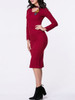 Casual V-Neck Plain Long Sleeve Knitted Dress