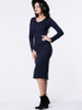 Casual V-Neck Plain Long Sleeve Knitted Dress