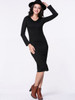 Casual V-Neck Plain Long Sleeve Knitted Dress