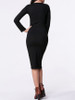 Casual V-Neck Plain Long Sleeve Knitted Dress