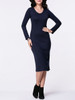 Casual V-Neck Plain Long Sleeve Knitted Dress